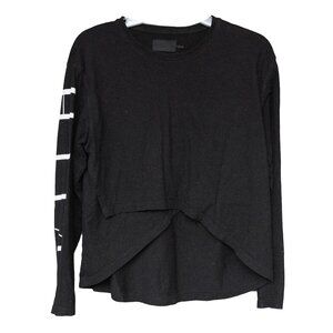 Kith Black Long Sleeve Tee Cotton Tulip Hem Crew Neck Logo Sleeve T Shirt